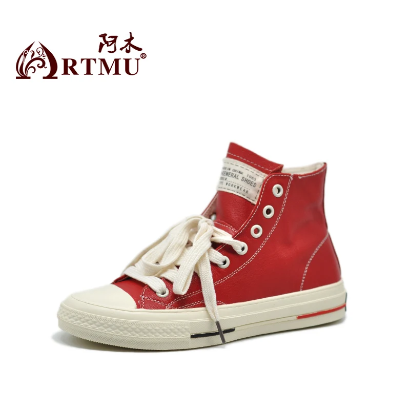 Artmu Original High Shaft Shoes Casual Flat Sole Student Leather Handmade Cross-tied 2018 New Models 1880-9 | Обувь