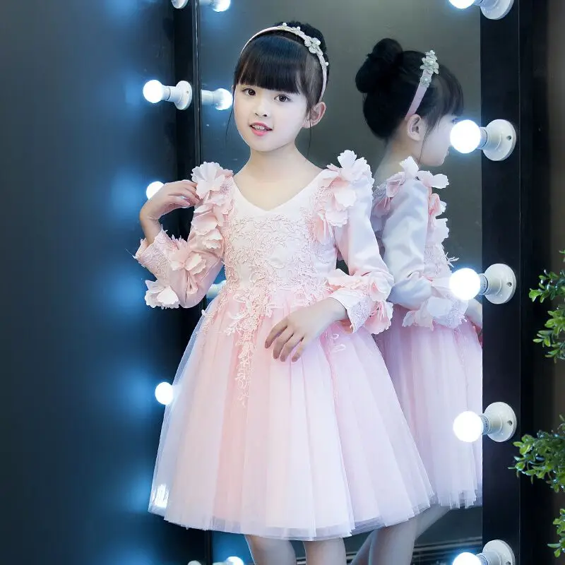 Детское платье для девочек Surferfish с длинным рукавом из тюля праздника свадьбы