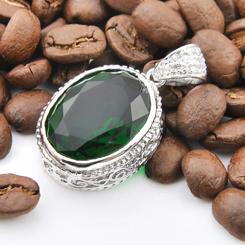 Enya Новое поступление Винтаж ручной работы Овальный зеленый камень с серебряным