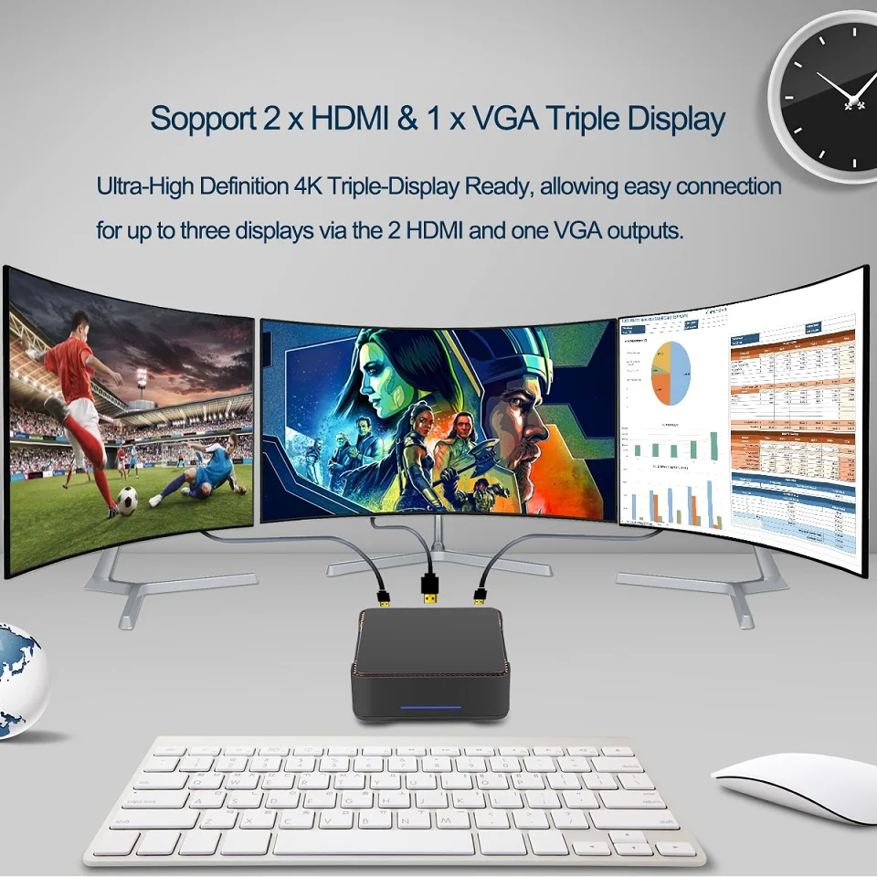 AK3V Мини ПК Win10 Intel Apollo Lake Celeron J3455 6GB 64GB 2,4 GB/5 GB Dual wifi 1000M LAN BT HDMI VGA HD WIN 10 LINUX неттоп ПК