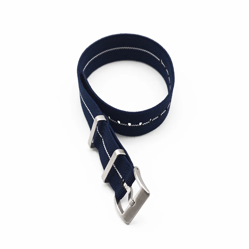 Blue - White line Новые эластичные нейлоновые ремешки Nato(1 пряжка 2 кольца) Французский парашют сумка ремешок для часов эластичный ремешок Nato 20 мм 22 мм - Цвет ремешка: Blue - White line