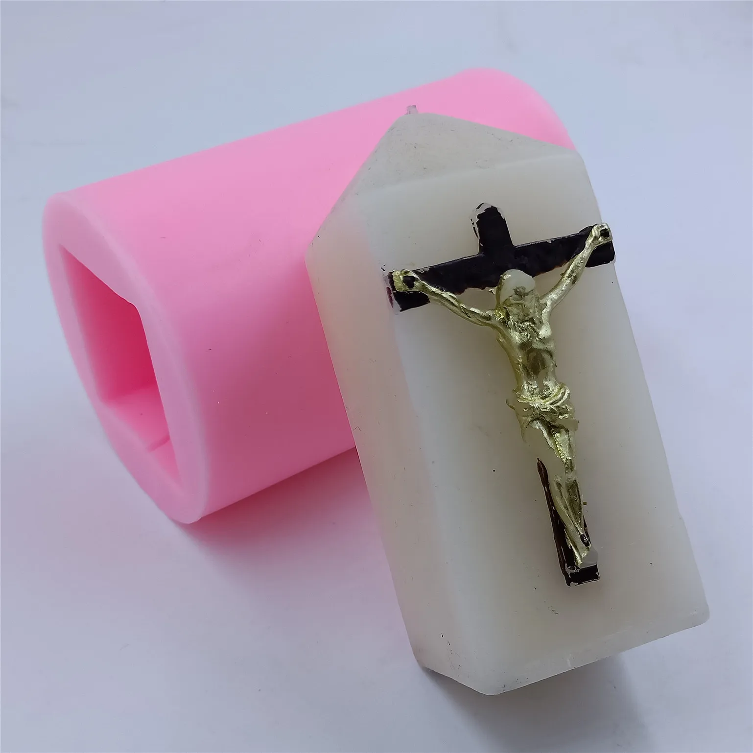 Иисус Христос Дизайн столб Свеча Плесень 3D силиконовая форма для изготовления