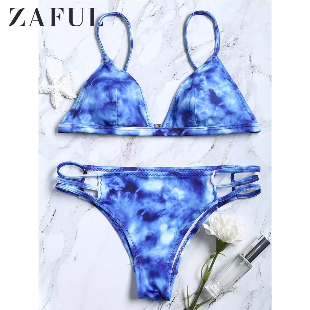 ZAFUL бикини на тонких бретельках с галстуком краской Женский Летний Пляжный