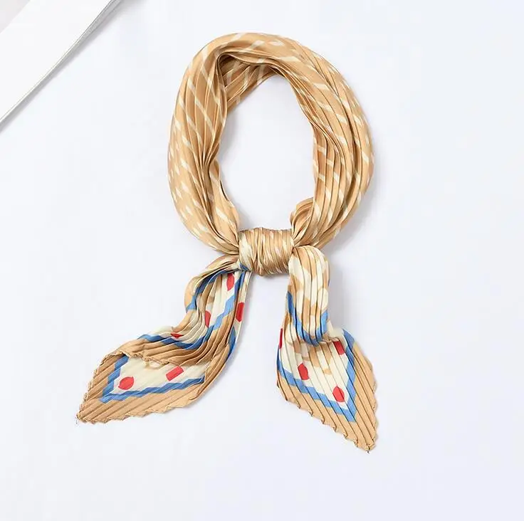 Yishine Dots в полоску принты женский Шелковый плиссированный шарф Crinkle Foulard маленькая Шея бандана крошка квадратный головной убор новое украшение