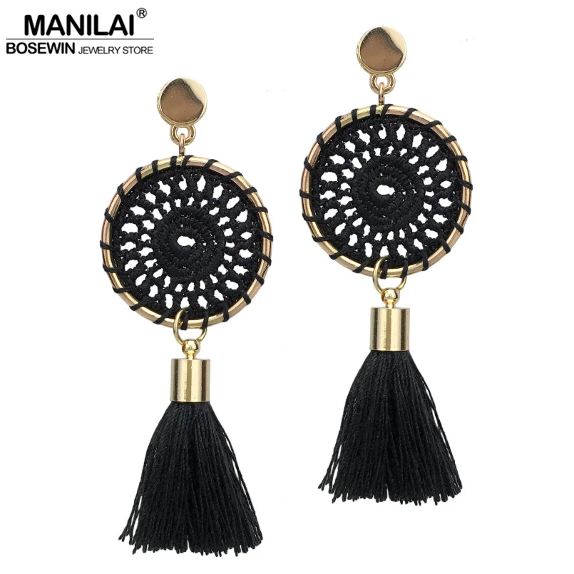 Длинные женские серьги подвески ручной работы MANILAI в богемном стиле|tassel dangle