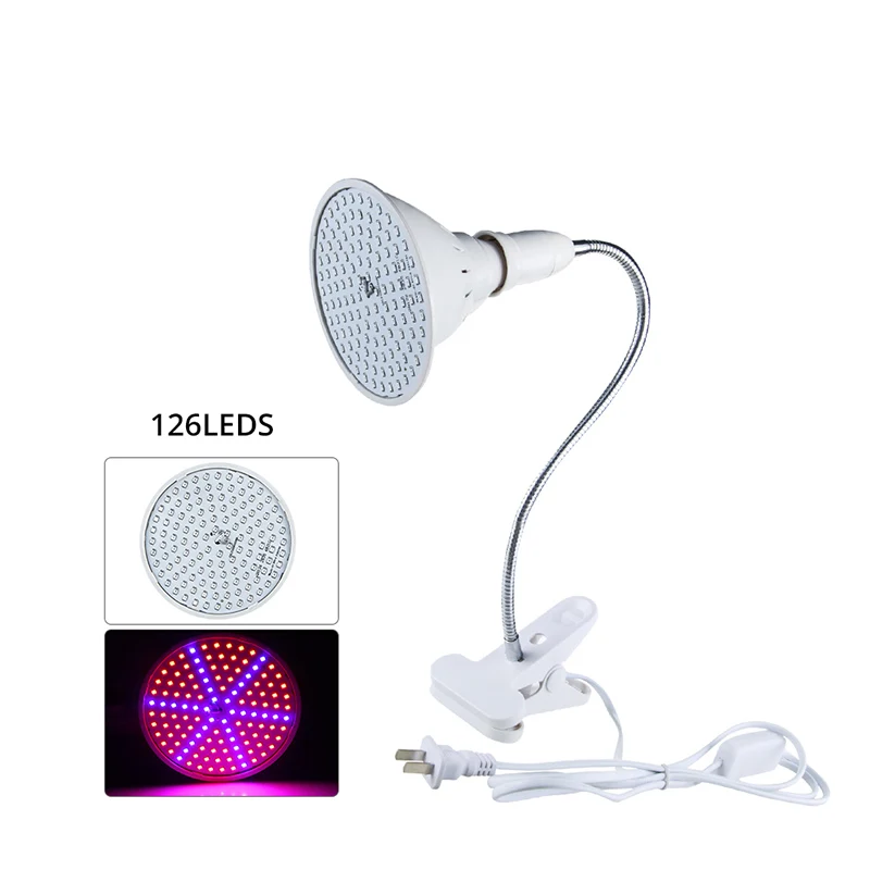 E27 126LED EU plug Растительный светильник Светодиодная лампа для выращивания растений настольная клипса держатель 28 126 200 светодиодный s Фито лампа для цветов овощей комнатное семечко теплица - Испускаемый цвет: E27 126LED EU plug