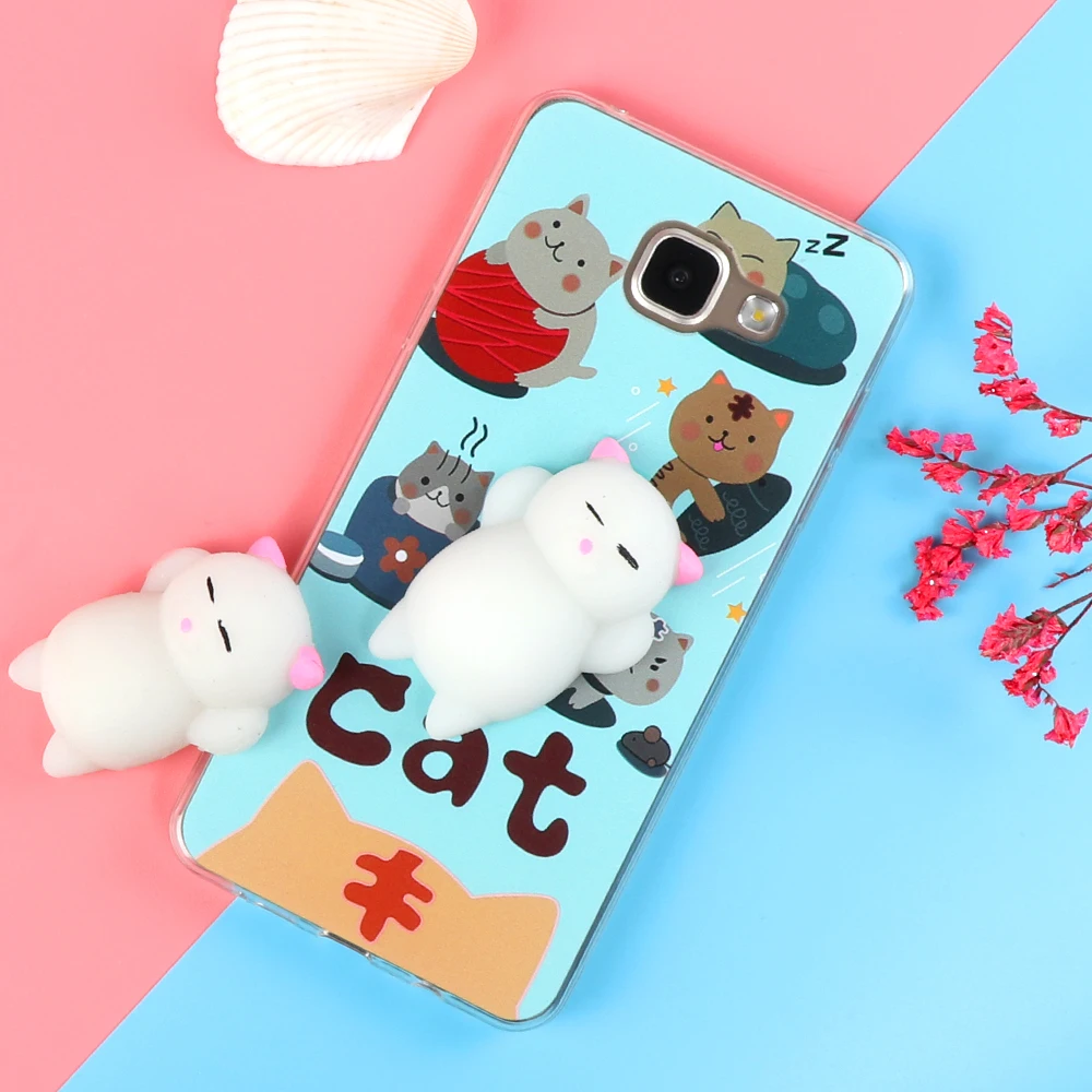 Смешной милый кот Мягкий чехол для телефона для samsung Galaxy J3 J5 J7 A3 A5 A7 S6 S7 край S8 Plus Note 8 мягкие Мультяшные из ТПУ - Цвет: 3th