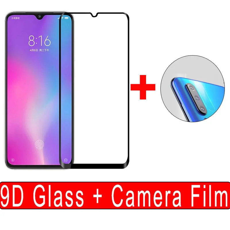 Чехол для Xiaomi mi CC9 CC9e на xio mi 9T Pro mi 9 SE mi 9 Poco F1 Play, Защитная пленка для экрана из закаленного стекла - Цвет: Front 9D and Camera