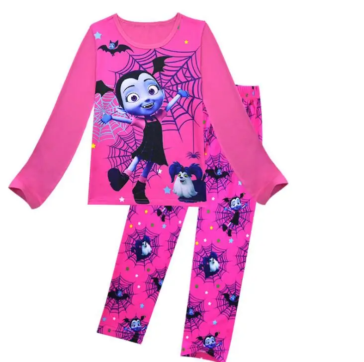 Рождество для маленьких девочек Vampirina пижамы 2 шт. комплект Vampirinas комплект одежды тролли пижамы комплект из двух предметов осень детская одежда