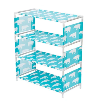 new blue 4 layer Простой нетканый тканевый стеллаж хранение обуви Прихожая обувной Органайзер держатель двери обувной шкаф для хранения DIY мебель для дома - Цвет: new blue 4 layer