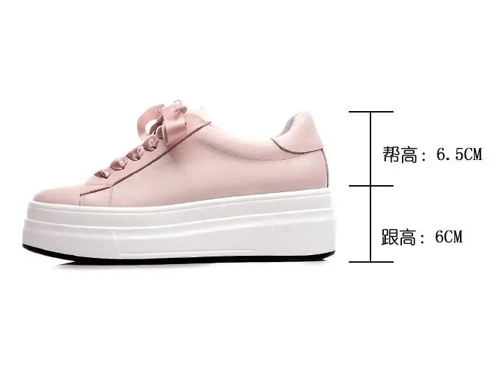 

New 2019 Spring Autumn Women Flat shoes Platform sneakers Shoes Genuine Leather Lace-up Woman Casual Shoes Flats creepers White