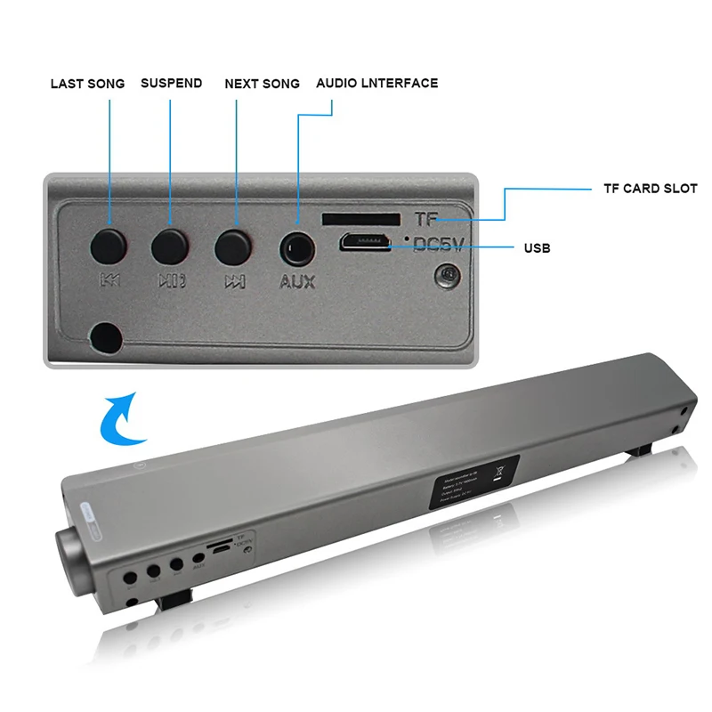 Беспроводной Bluetooth Саундбар LP-08 динамик 3D Hi-Fi стерео тяжелый бас дистанционное управление Саундбар для дома ТВ динамик