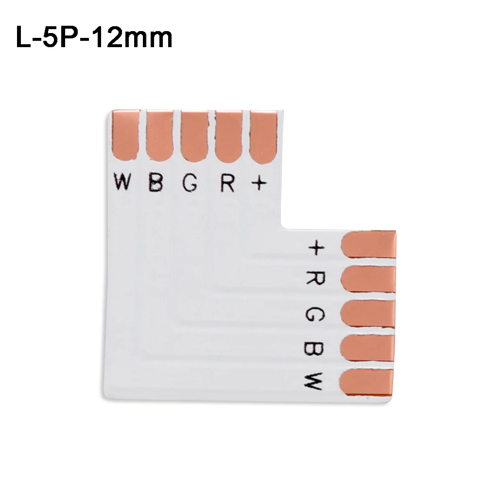 5 шт. L T X форма RGB RGBWW Светодиодная лента Угловой коннектор; pcb; плата 8 мм 10 мм 12 мм 2pin 3Pin 4pin 5pin 6Pin одноцветная RGB RGBW - Цвет: L-5P-12MM