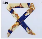 S49 2 шт./лот, Модный маленький шейный шарф с лентой для женщин, 1 метр, длинный шейный платок, шарфы, повязка для волос, сумочка, обертка, браслет - Цвет: S49