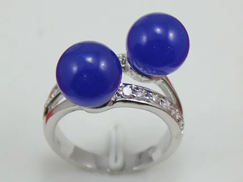 Hot sell ->@@ wholesale cute 8mm 2 blue jade ring(#7.8.9) # -Top quality free shipping | Украшения и аксессуары
