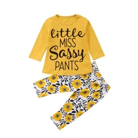 newborn infant kids baby girl clothing set letter tops orange long sleeve teefloral pants 2pcs bebe children clothes set