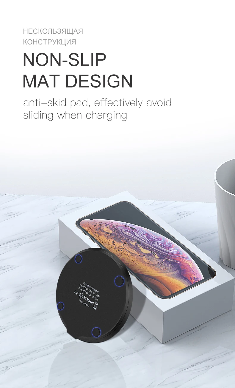 IONCT 15 Вт Быстрое беспроводное зарядное устройство для iPhone X XS 11pro Видимый USB Qi зарядный коврик для samsung S8 S9 Note 9 телефон Беспроводное зарядное устройство