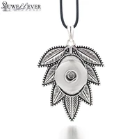 fashion interchangeable flower leaves ginger necklace 293 fit 18mm snap button pendant necklace charm jewelry for women gift