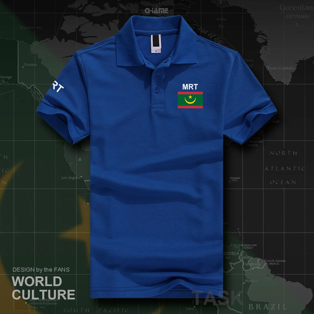 Islamic Republic of Mauritania MRT polo shirts men short sleeve white brands printed for country 2018 cotton nation team flag | Мужская
