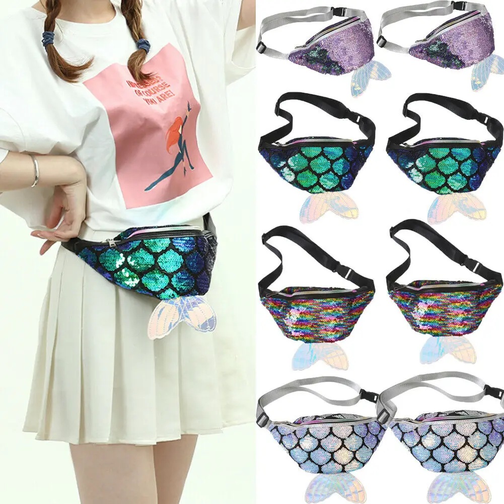 Новая женская сумка красивая забавная с блестками яркая поясная модная