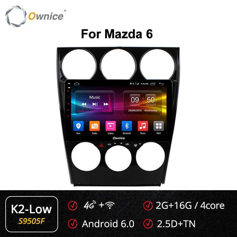 S9505 K2-Low Ownice K1 K2 K3 K5 K6 8 ядерный Android 8,1 2DIN автомобильный DVD gps для Mazda 6 2006- авто радио плеер 360 панорама DSP 4G LTE - Цвет: S9505 K2-Low