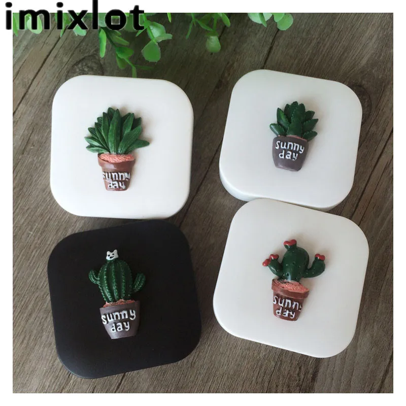 IMIXLOT милый Модный Рисунок кактуса очки для Путешествия контактные линзы коробка