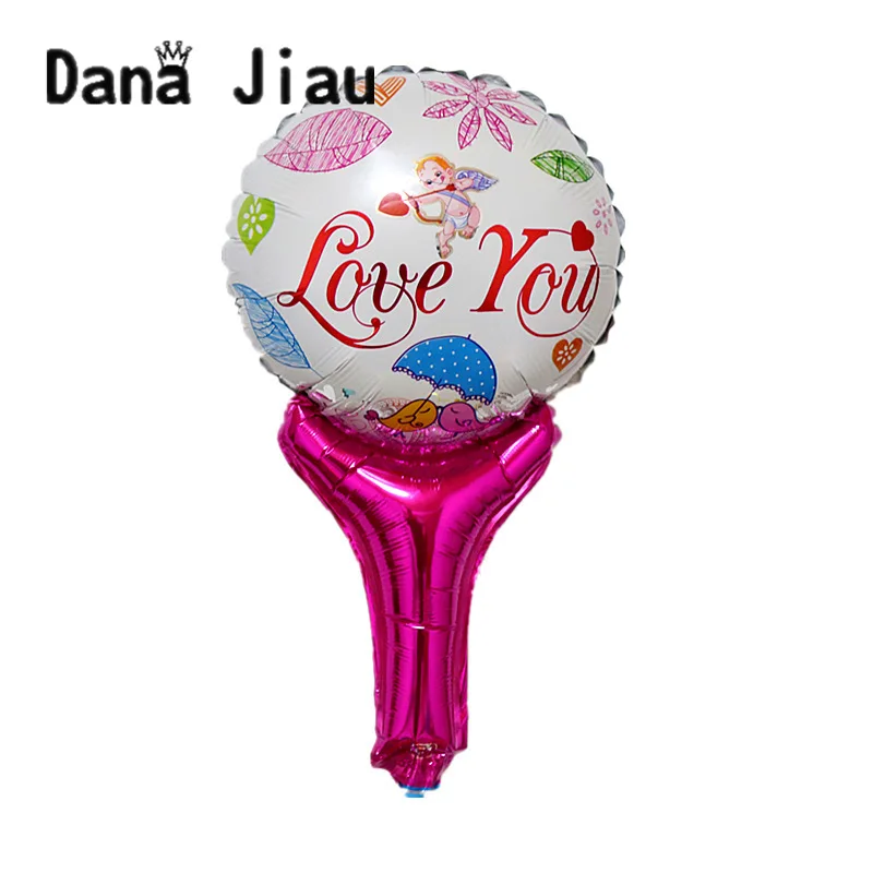 DanaJiau LOVE YOU красное сердце ручная палка воздушный шар День рождения греческий
