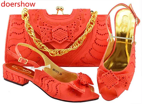 Doershow/итальянская винная женская обувь с сумочкой в комплекте со стразами