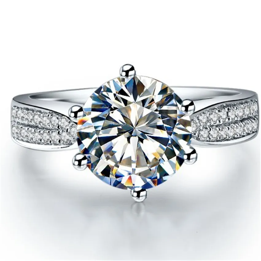 

Супер бриллиантовое обручальное кольцо с муассанитом диаметром 8,0 мм и круглой огранкой 2Ct, однотонное Платиновое кольцо 950