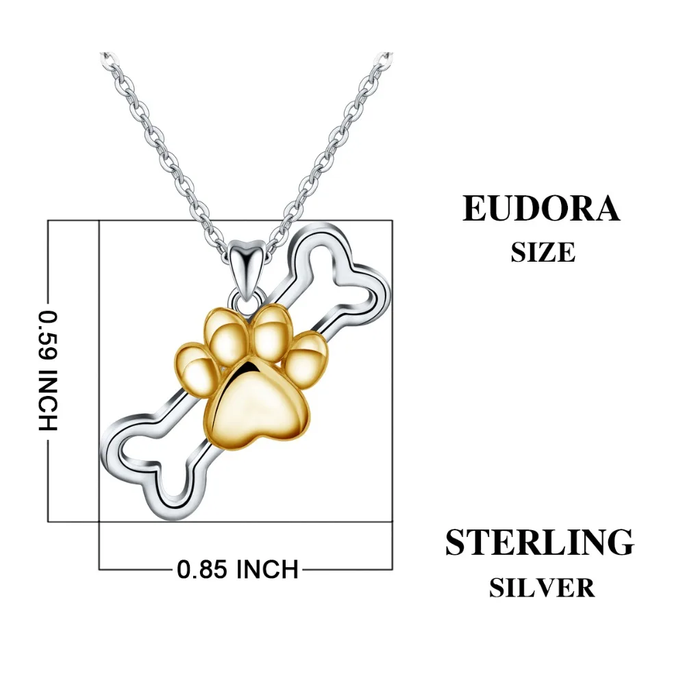 Ожерелье с подвеской Eudora 925 пробы серебряное милое для домашних животных собак
