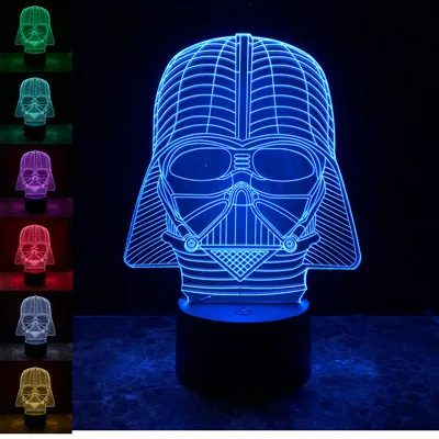 Darth Vader 3D Звездные войны светится в темноте игрушки Дарт Вейдер светодиодный визуальный светильник 7 цветов Luminaria Рождество Домашний Декор дети подарки на день рождения - Цвет: Darth Vader