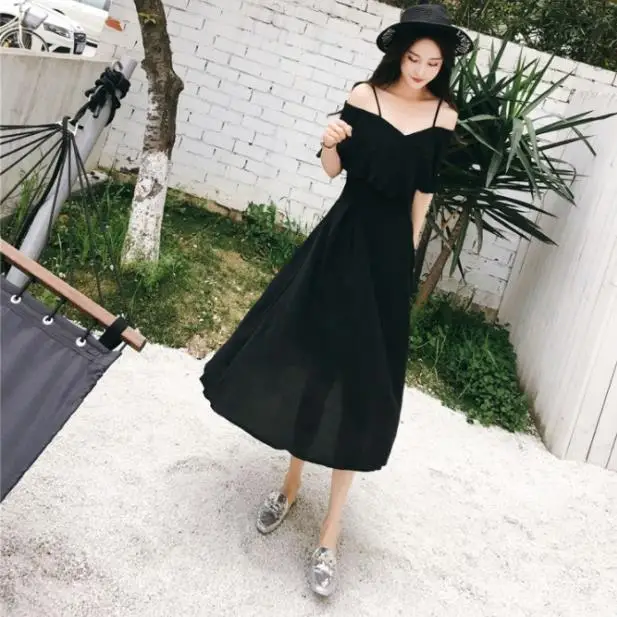 Женское шифоновое платье с открытыми плечами длинное красное высокой талией и