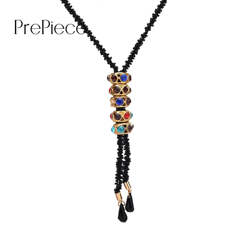 Prepiece Новая мода Дикий черными Геометрическая CZ Кристалл Длинные Цепочки bright crystal