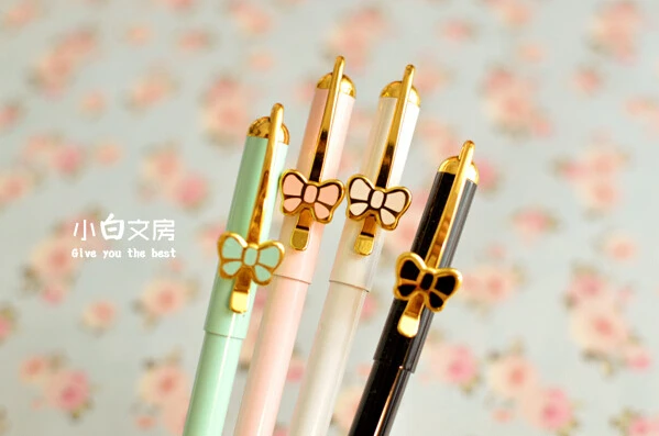 Cream Cheese Bow Clip Blossoming Metal Gel pen 0.5mm Black 4PCS/Lot Chenguang Stationery