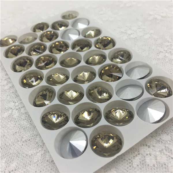 lt tea Камень оранжевый фуксия розовый цвет Rivoli Кристалл необычный камень заостренный сзади Стекло Круглые камни 8 10 12 14 16 18 мм Rivoli бусины - Цвет: lt tea
