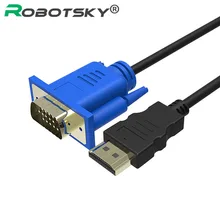 Robotsky คุณภาพสูง HDMI To VGA สายชายชาย1.8M อะแดปเตอร์สำหรับเครื่องเล่น HD to HDTV