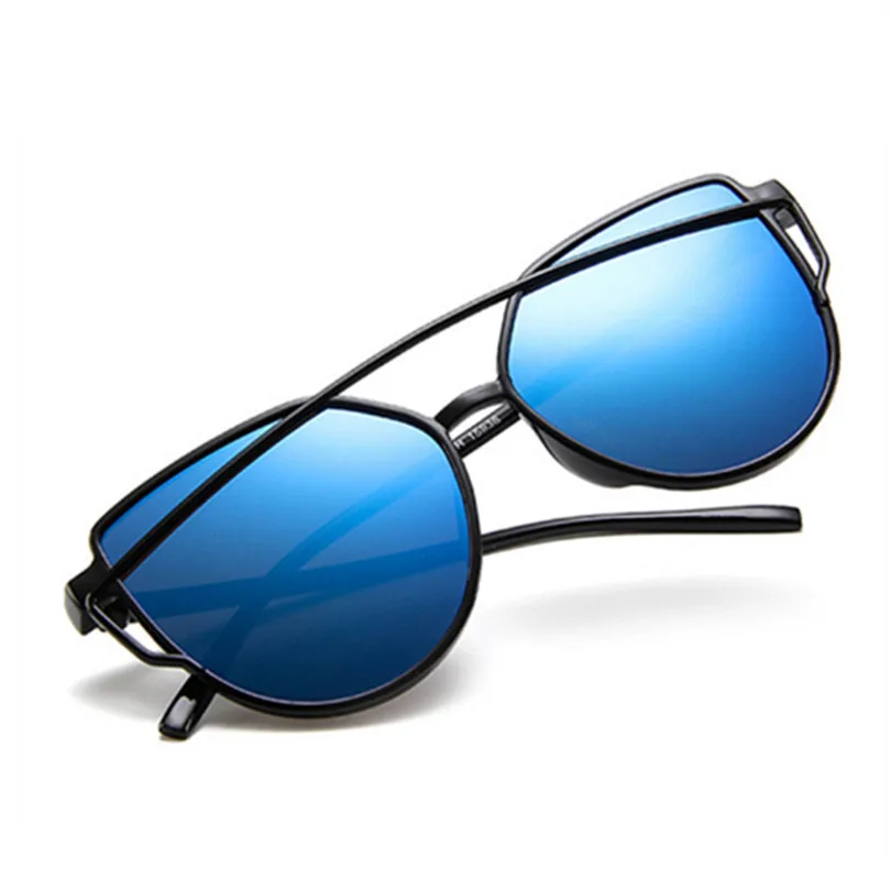 Мужские и женские солнцезащитные очки с двумя лучами UV400 кошачий глаз зеркальные