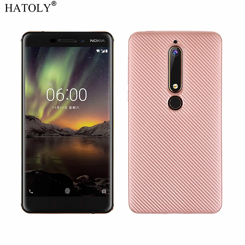 Чехол HATOLY для Nokia 6 1 2018 чехол Ультратонкий Мягкий из ТПУ и углеволокна TA-1043 TA-1050 |