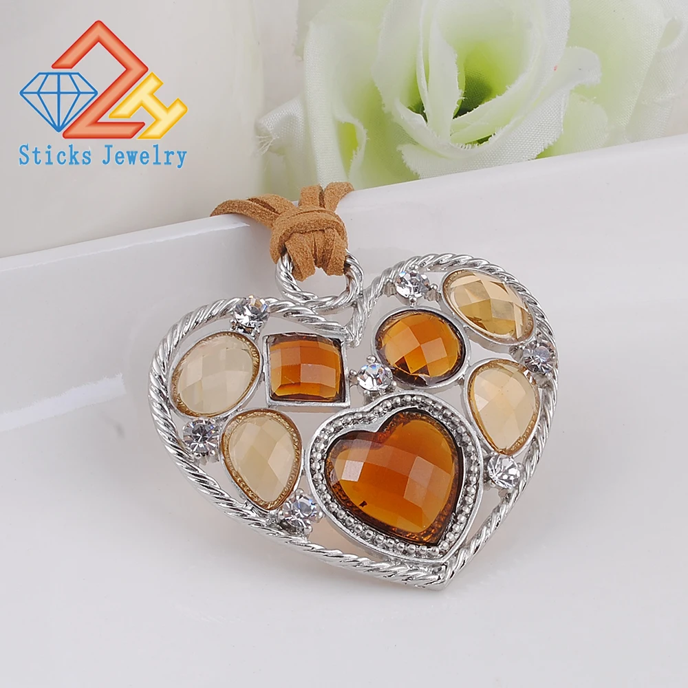 Ожерелье в форме сердца подвеска с кристаллами океана|rhinestone charms pendant|heart charm