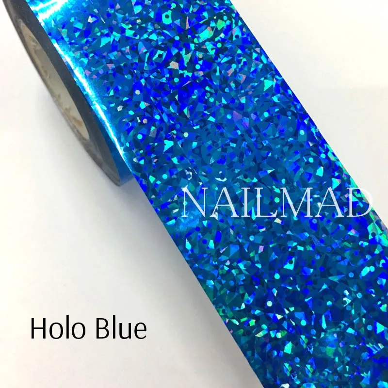 Holo Blue 1 рулон 120 м* 4 см Лазерная Радужная переводная Фольга для ногтей голографические точки песок Фольга для ногтей бумага дизайн ногтей Наклейка Маникюр украшение - Цвет: Holo Blue