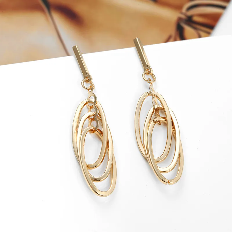 Асимметричные полые геометрические серьги простые металлические серьги-капли