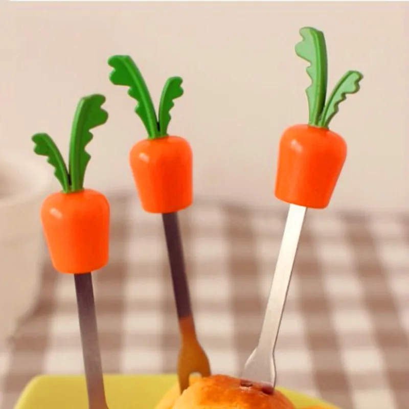 Винтажный дизайн из нержавеющей стали вилки для фруктов набор морковь гриб