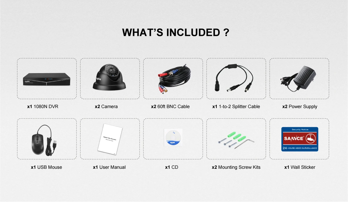 SANNCE 4CH CCTV система 720P DVR 2 шт 1.0MP IR Всепогодная наружная система камер домашней безопасности 8CH DVR комплект
