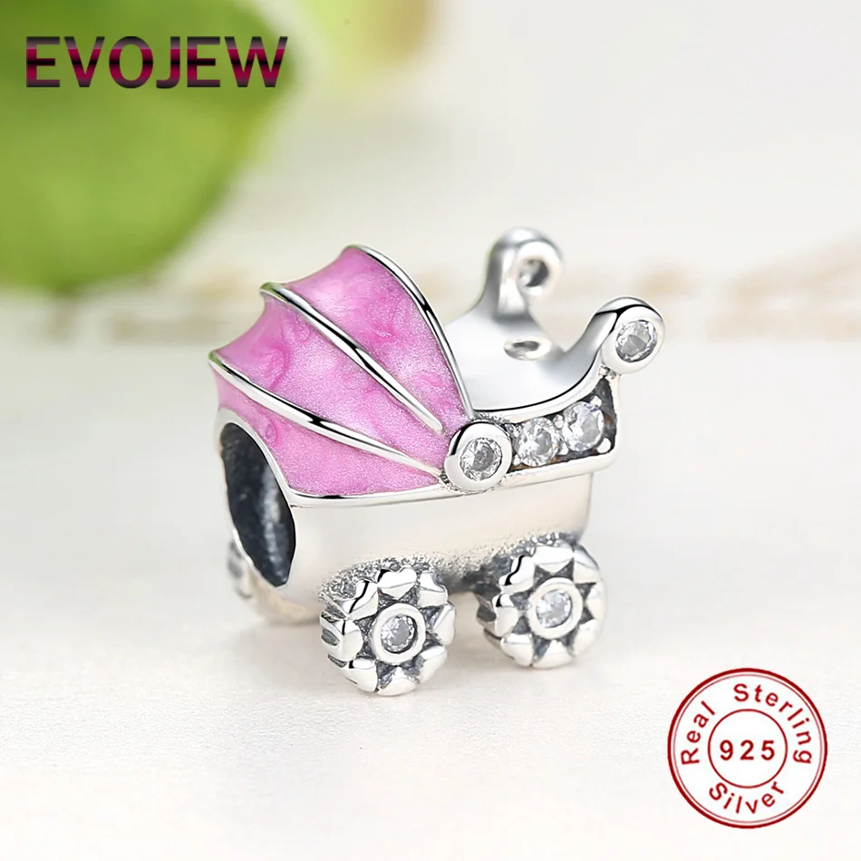 EVOJEW 925 пробы 100% Серебряный детский автомобиль милые бусины fit Pandora браслет и