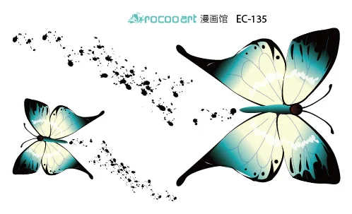 Rocooart EC112 красочный Леопард Кот милый эмоция бабочка временная татуировка наклейка боди-арт Вода Передача поддельные флэш-тату - Цвет: EC135