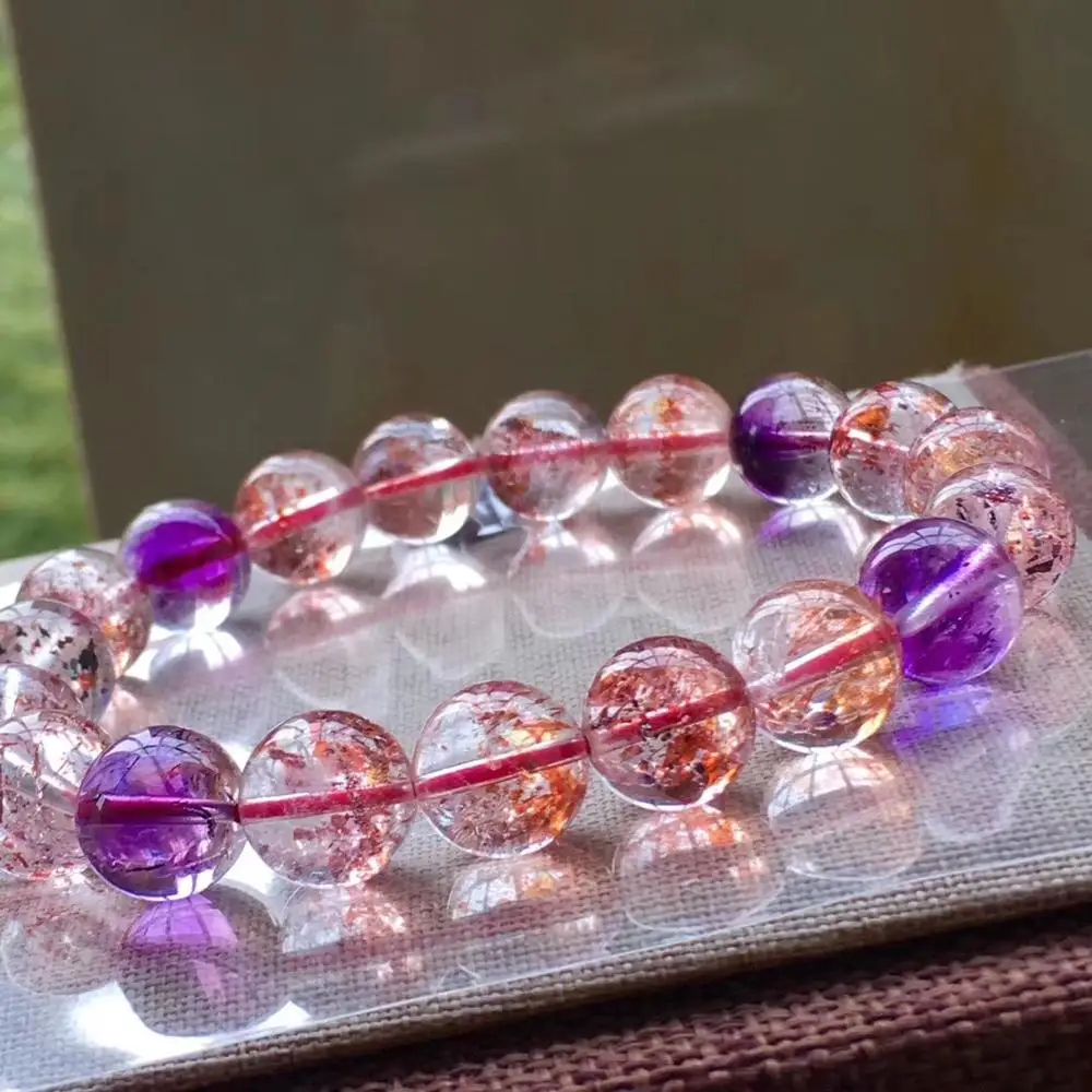 Высококачественный натуральный браслет Super Seven 7 Lepidocrocite из кварца с