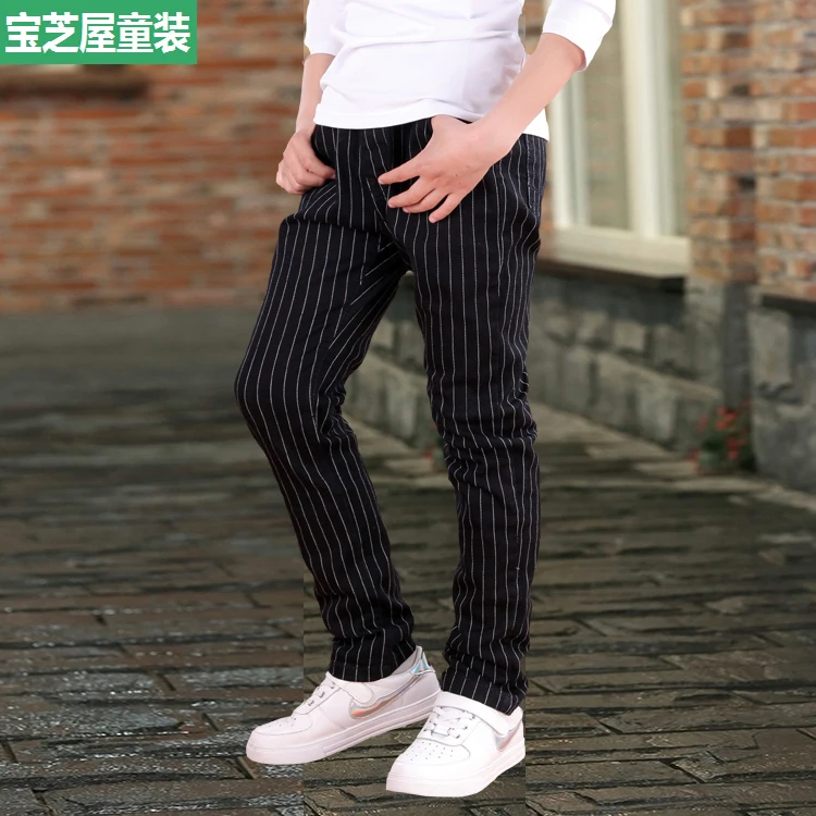 

boys casual pants 2017 designer brand kids black white striped all-match british style fashion trousers for children pants 3-16T