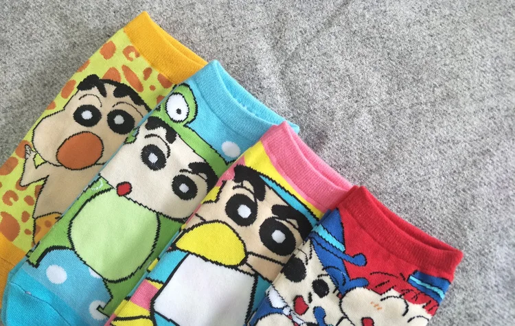 Японские Аниме Crayon Shin chan носки милые забавные персонализированные женские весенние, летние носки удобные дышащие цветные хлопковые носки