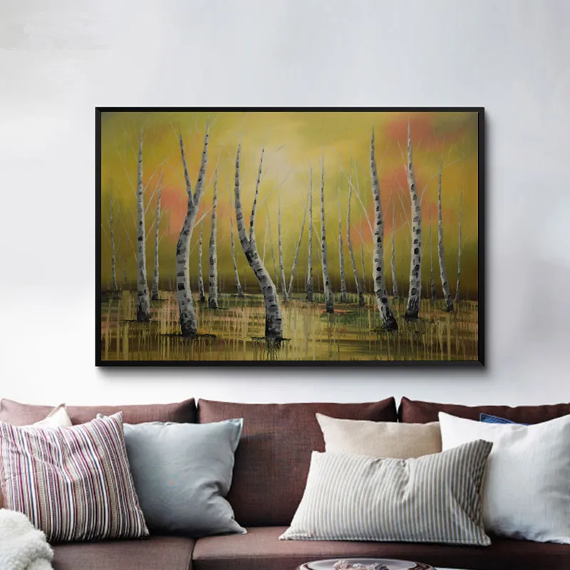 

Hand painted oil painting Modern Abstract painting woods for dining-room living room Wall decoration picture