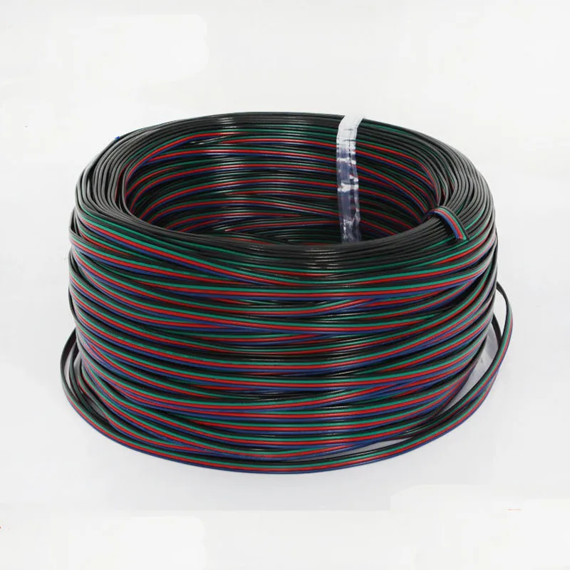 

BLYN 100M 4 Pin RGB Flat Cable Connector Wire 22AWG Pure Copper Extension Electric Wire For RGB 5050 3528 LED Strip Light